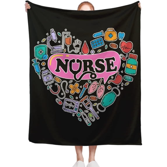 Nurse Gifts Blanket, 40 x 50 Inch Throw Lightweight Super Soft Cozy Blankets for Couch Bed Sofa Chair, Nurse Appreciation Gifts,Nurse Gifts for Nursing Student