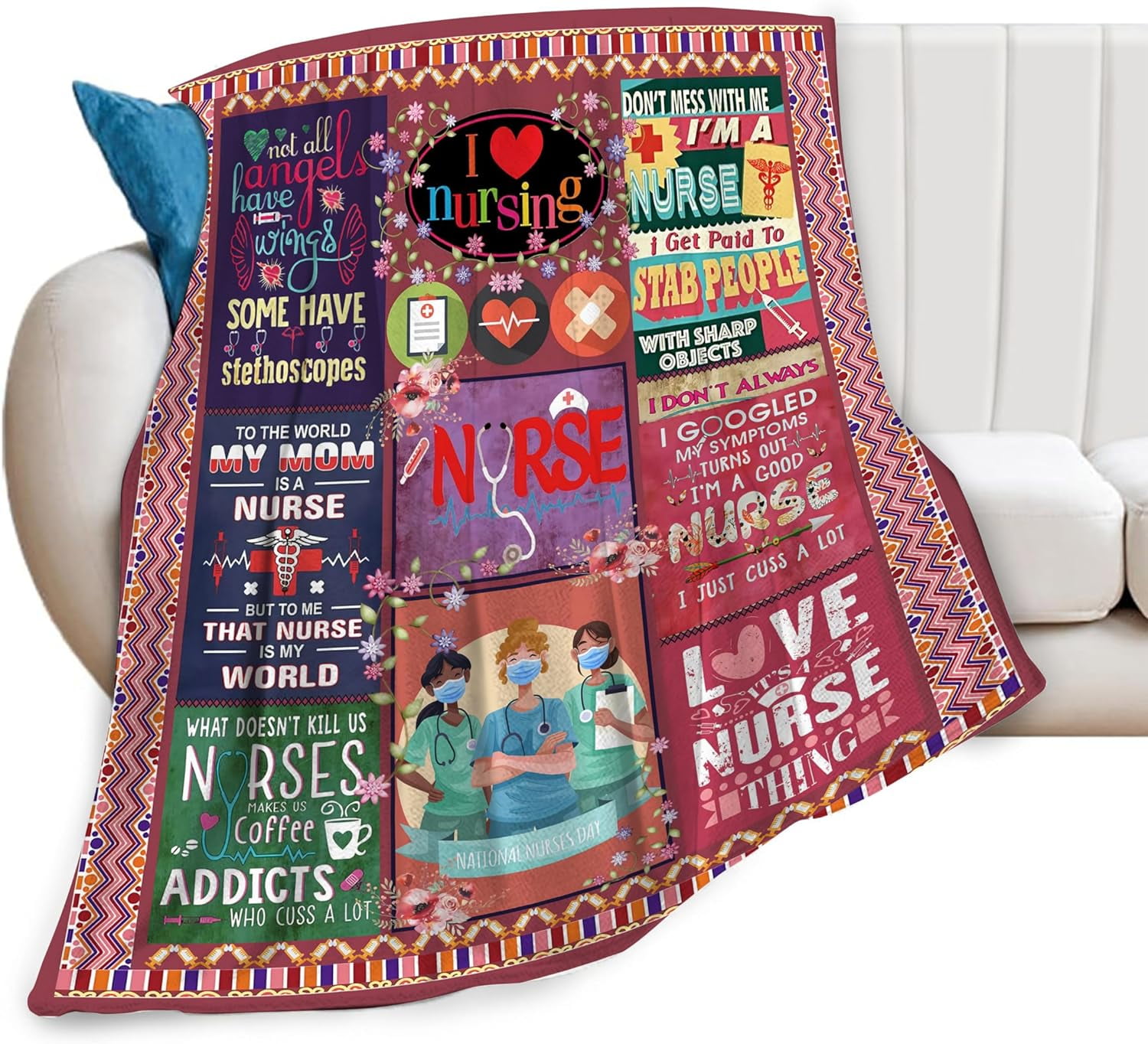 Nurse Gifts Blanket Nurse Healing Throw Blanket Ultra Cozy Super Soft