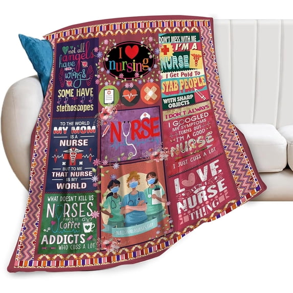 Nurse Gifts Blanket Nurse Healing Throw Blanket Ultra Cozy Super Soft Fleece Nurses Week Gifts Fuzzy Plush Bedding Blankets for Adults Women Men 50"x40"