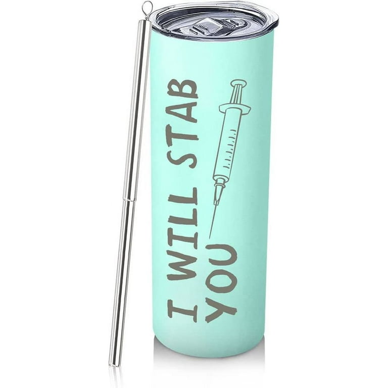Nurse Gifts For Women Nurse Practitioner Gifts 20oz Green I Will Stab You  Skinny Wine Tumbler Nurse School Student Graduation Gifts Bulk Nurse Retirement  Presents For Female Travel Cup With Straw 