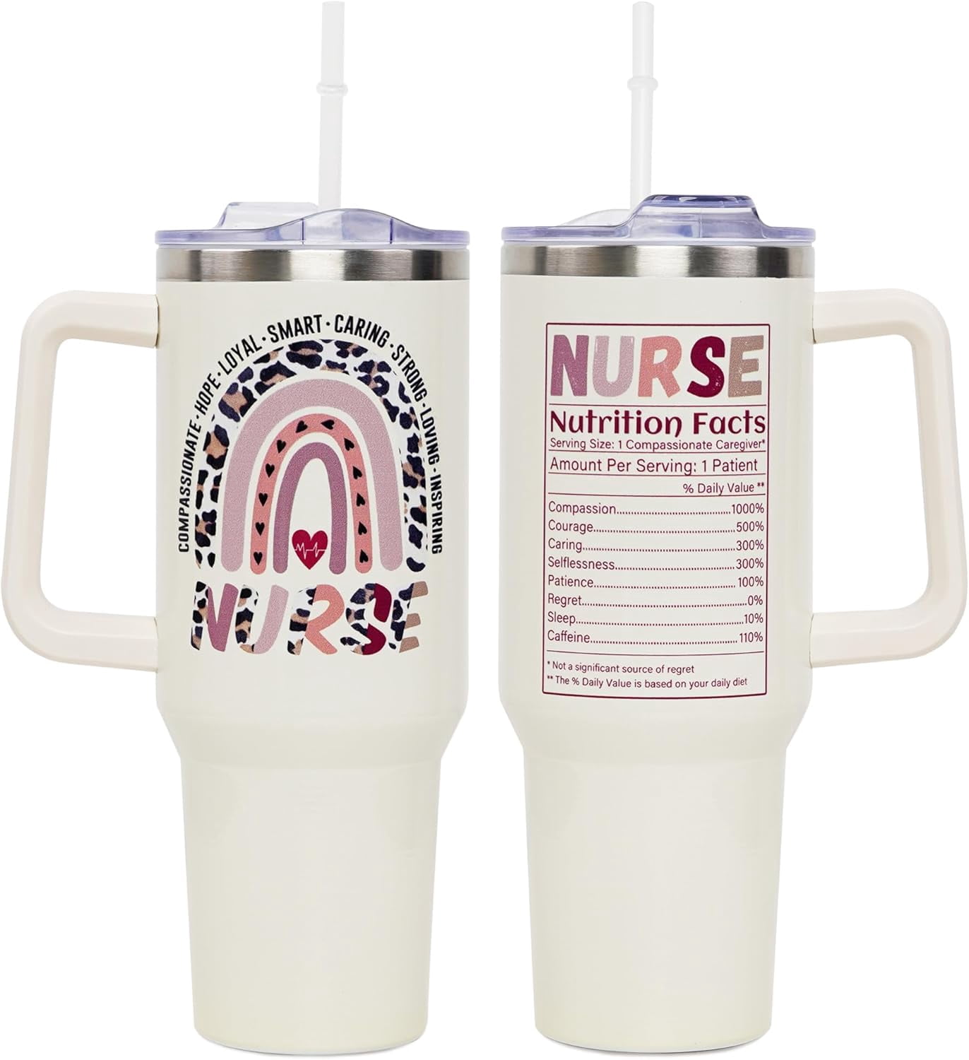 Nurse Gifts - Nurse Tumbler - Nurse Nutritional Facts Travel Coffee Mug Gift - 40oz Tumblers Nurse Gifts for Birthday, Christmas, Appreciation Week, Nursing School Graduation for Nurses