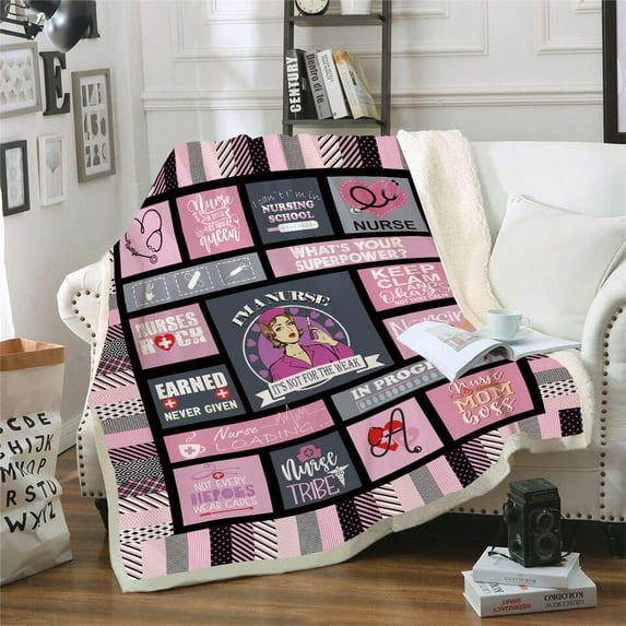 Nurse Gifts Nurse Week Gifts Throw Blanket,Nurse Gifts for Women,School Nurse Gifts,Gift for Nurses Soft Fluffy Sherpa Warm Throw Blankets for Bed, Office and Couch