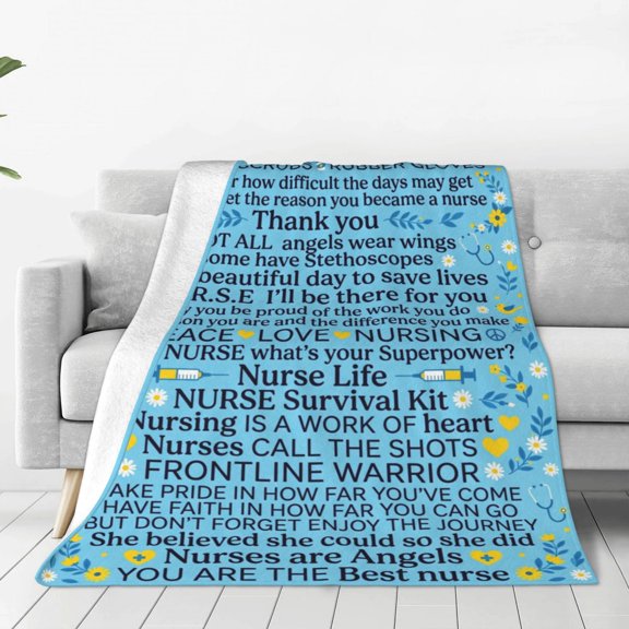 Nurse Gifts, Soft Flannel Throw Blanket for Women, Cozy Nurse Blanket for Sofa Couch Chair, Practitioner Graduation Retirement Gift 50x40