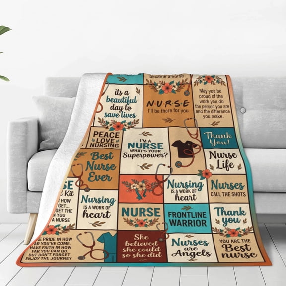 Nurse Gifts, Soft Flannel Throw Blanket for Women, Cozy Nurse Blanket for Sofa Couch Chair, Practitioner Graduation Retirement Gift 50x40