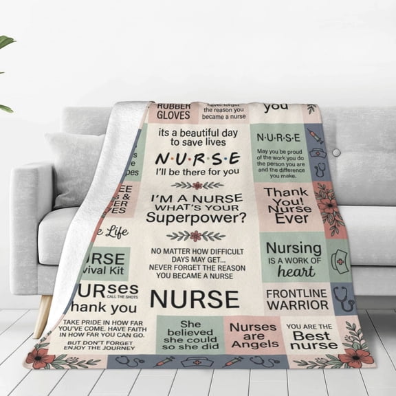 Nurse Gifts, Soft Flannel Throw Blanket for Women, Cozy Nurse Blanket for Sofa Couch Chair, Practitioner Graduation Retirement Gift 50x40