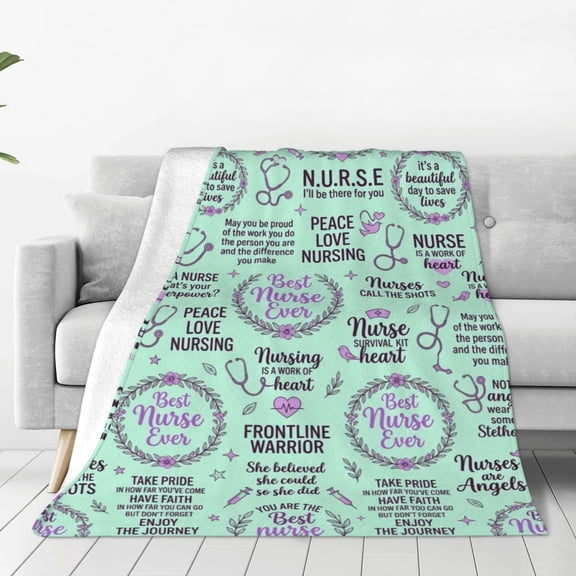 Nurse Gifts, Soft Flannel Throw Blanket for Women, Cozy Nurse Blanket for Sofa Couch Chair, Practitioner Graduation Retirement Gift 50x40