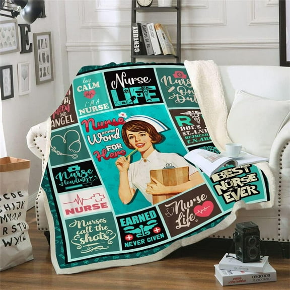 Nurse Gifts Soft Warm Nurse Gifts for Women Throw Blanket, RN Gifts for Nurses,Nurse Practitioner Gifts,Nurse Graduation Gift, Soft Fluffy Sherpa Warm Throw Blankets for Bed, Office and Couch