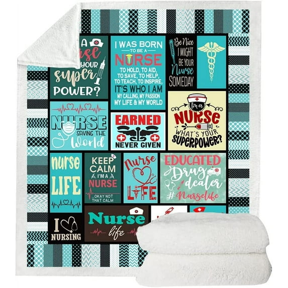 Nurse Gifts Soft Warm Nurse Gifts for Women Throw Blanket,Gifts for Nurses,Nurses Week Gifts ,Soft Fluffy Sherpa Warm Throw Blankets for Bed, Office and Couch (H2,130cm x 150cm(51'''' x 59''''))