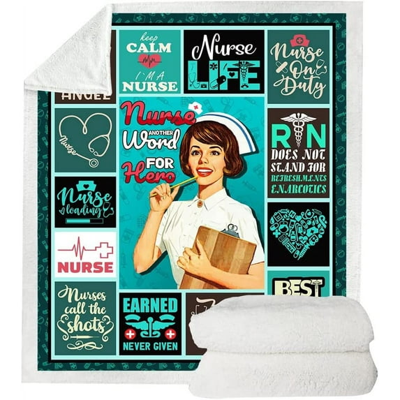 Nurse Gifts Soft Warm Nurse Gifts for Women Throw Blanket, RN Gifts for Nurses ,Nurse Practitioner Gifts,Nurse Graduation Gift, Soft Fluffy Sherpa Warm Throw Blankets for Bed, Office and Couch