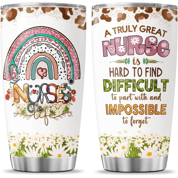 Nurse Gifts, Tumbler 20 Oz With Lid And Straw, A Truly Nurse, Tumblers Nurses Coffee Cups Week For Nursing Women School