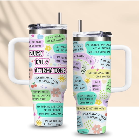 Nurse Gifts for Women 30oz Nurse Daily Affirmations Coffee Cup Tumbler Inspire Nurses Gifts Stainless Steel Insulated Travel Mugs, Nurses Week Appreciation Gift Nursing School Graduation Gift