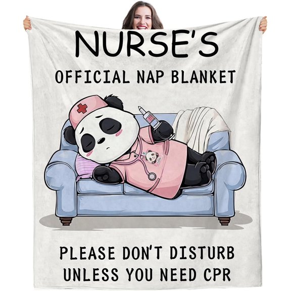 Nurse Gifts for Women, Christmas Appreciation Gift for Nurse | Christmas Gift Funny Flannel Panda Blanket, LPN RN Birthday Gift for Nurses Practitioner Nursing, 60"×50"