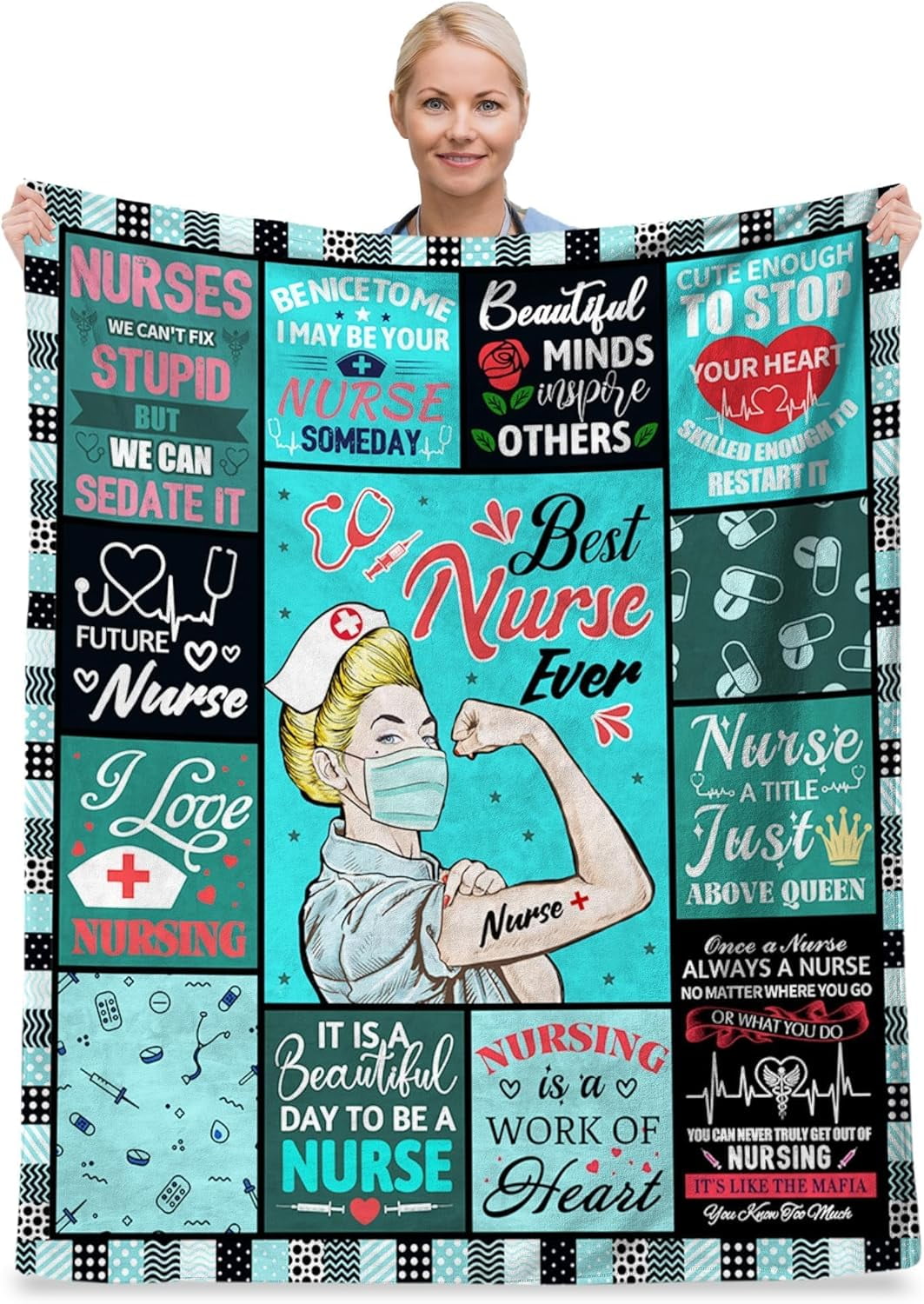 Nurse Gifts for Women, Christmas Day Gift for Nurses, Nurse Practitioner Gifts for Women, Nursing Graduation Gifts, Nurse Appreciation Gifts Soft Warm Nurse Throw Blanket