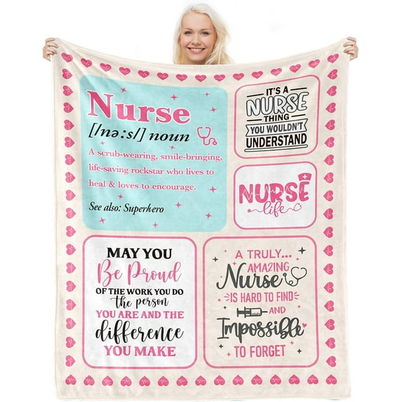 Nurse Gifts for Women- Gift for Nurses Blanket 60x50- Nurse Week Day Appreciation Gifts- Graduation Gifts for Nursing Student- RN Gifts for New Nurses Practitioner- Nurse Birthday Retirement Gift Idea