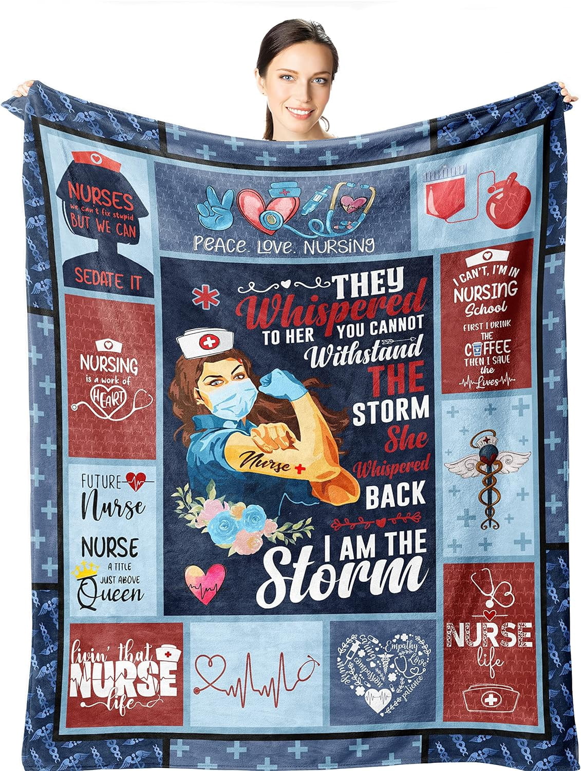 Nurse Gifts for Women - Gifts for Nurses 60"x50" Blanket - Nursing Student Gifts - RN Gifts for Nurses - NICU Nurse Gifts - Nurse Week Birthday Graduation Retirement Gift Ideas