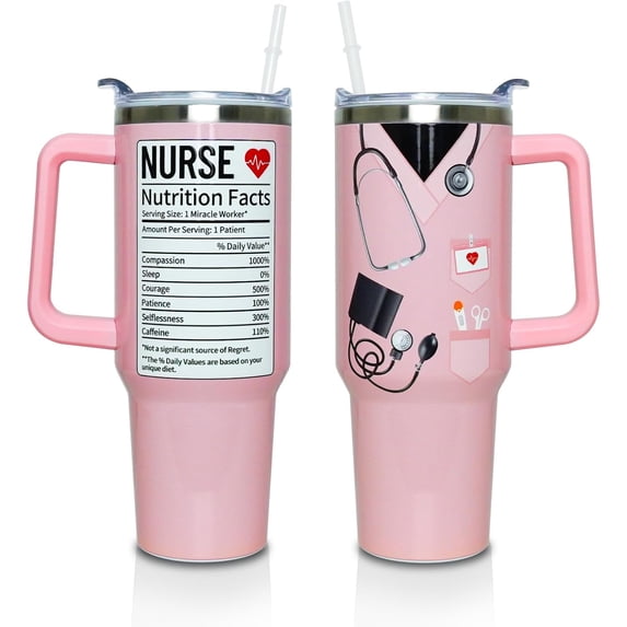 Nurse Gifts for Women Men, 40 Oz Tumbler with Handle and Straw, Durable Insulated Stainless Steel Leak-proof Travel Cup, Male Nurse Practitioner Appreciation Graduation Nurses Week Accessories