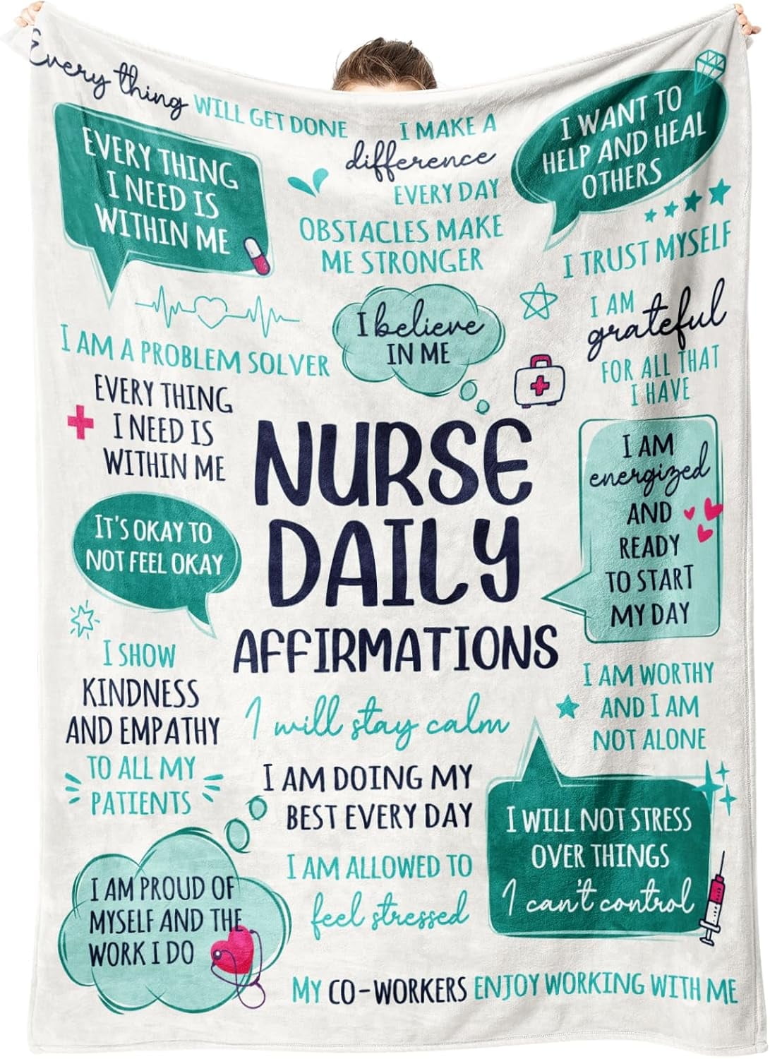 Nurse Gifts for Women Men- Soft Nurse Blanket with Nurse Daily Affirmations- LPN RN Gifts for Nurses Practitioner, Nurses Week/Day Gifts, Nursing School Graduate Birthday Appreciation Gifts
