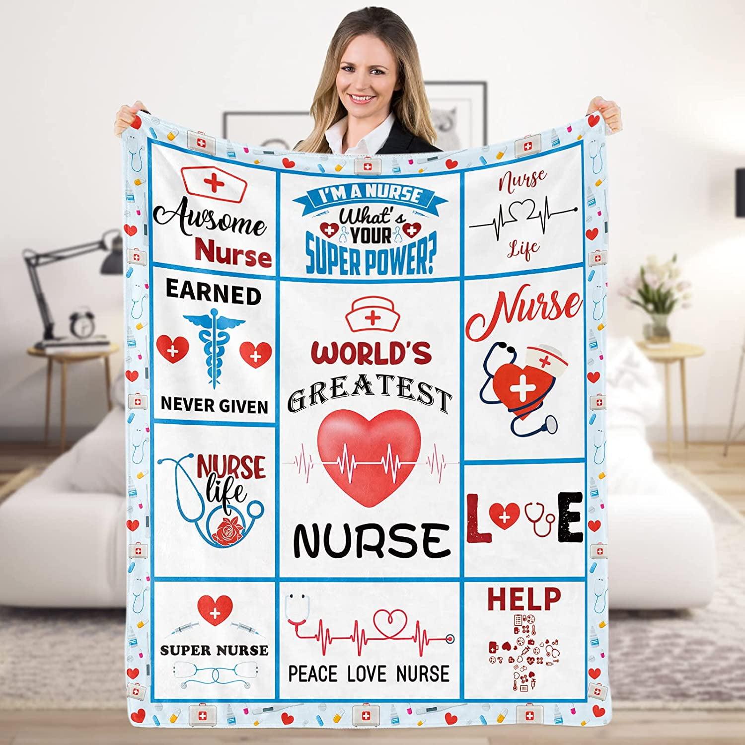 Nurse Gifts for Women Men, Soft Cozy Nurse Gift Throw Blanket, Nurses