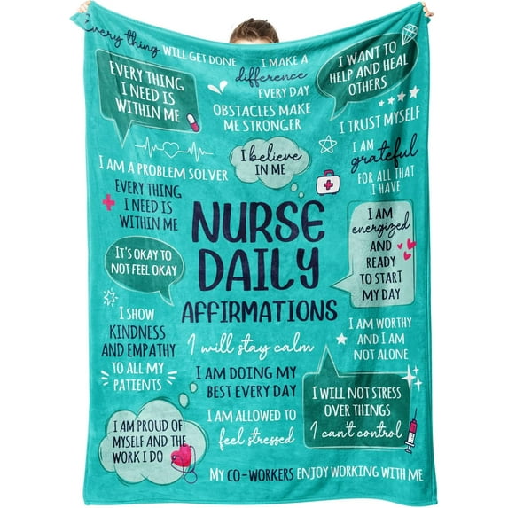 Nurse Gifts for Women Men- Soft Nurse Blanket with Daily Affirmations- LPN RN Gifts for Nurses Practitioner, Nursing School Graduate Birthday Appreciation Gift, Nurses Week/Day Gift