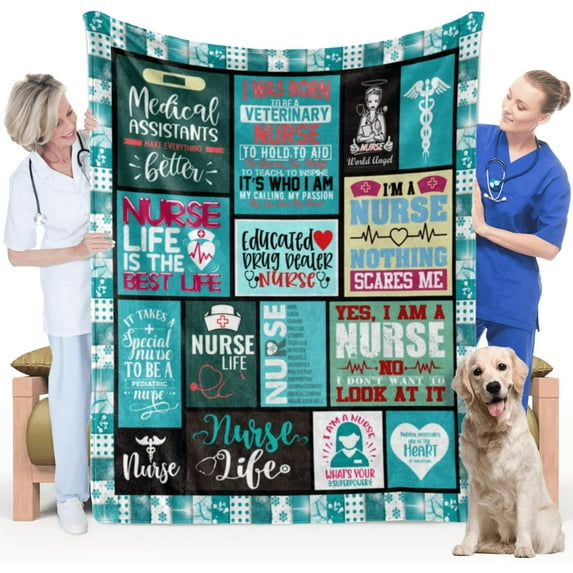 Nurse Gifts for Women, Nurse Blanket Gifts for Nurses, Funny Nurse Practitioner Gifts, Nurses Week Gifts, Soft Cozy Throw Blanket for Couch Bed, RN, LPN, CNA or Nurses Graduation Gifts, 60"x80"