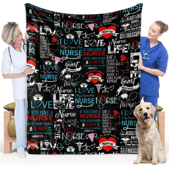 Nurse Gifts for Women, Nurse Blanket Gifts for Nurses, Funny Nurse Practitioner Gifts, Nurses Week Gifts, Soft Cozy Throw Blanket for Couch Bed, RN, LPN, CNA or Nurses Graduation Gifts, 60"x80"