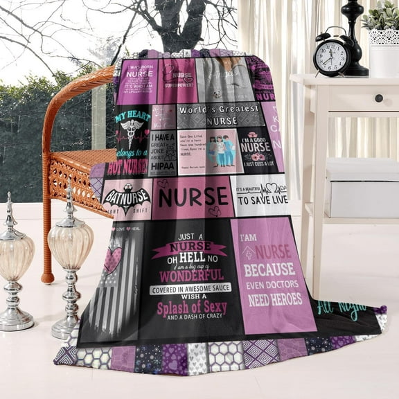 Nurse Gifts for Women, Nurse Blanket Gifts for Nurses, Nurses Week Gifts, Rn Gifts for Nurses, Nurse Practitioner Gifts, Soft Warm Nurse Throw Blanket for Couch Bed Office 40X50 Inch
