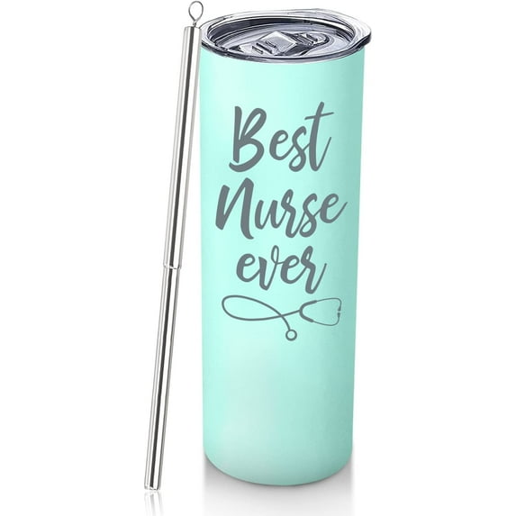 Nurse Gifts For Women Nurse Practitioner Gifts 20oz Green Best Nurse Ever Skinny Wine Tumbler Nurse School Student Graduation Gifts Bulk Nurse Retirement Presents For Female Travel Cup With Straw