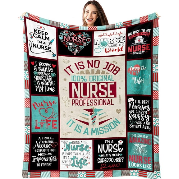 Nurse Gifts for Women, Nurse Practitioner Gifts for Women, RN Gifts for Nurses, Nurse Appreciation Gifts, Nursing Student Gifts, Nurses Week Gifts, Nurse Graduation Gift Throw Blanket 60 x 50 Inch
