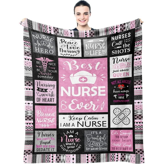 Nurse Gifts for Women, Gifts for Nurses Blanket 60"x50", Nursing Student Gifts, Nurse Practitioner Gifts, RN Gifts for Nurses, School Nurse Gifts, Nurse Appreciation Graduation Birthday Gifts