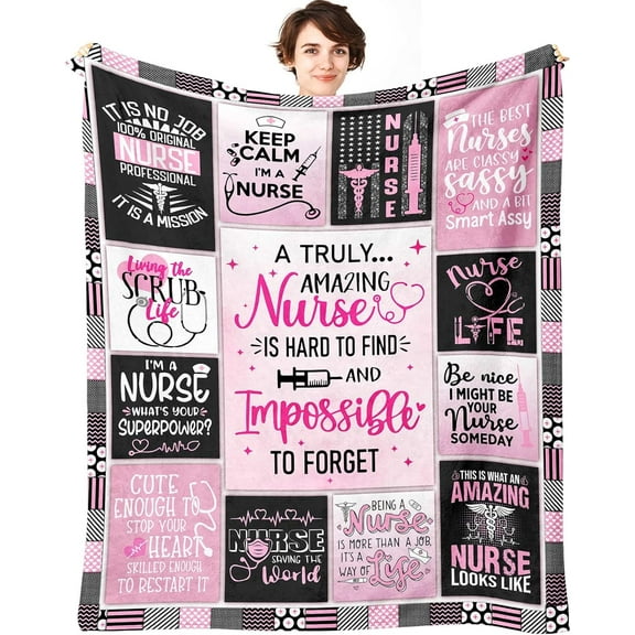 Nurse Gifts for Women - Nursing Student Gifts Throw Blanket 60" x 50" - Nurse Appreciation Gifts for Nurse Practitioner, RN Nurses, LPN, Nurses Week, Day - Gift for New, School, Future Nurses
