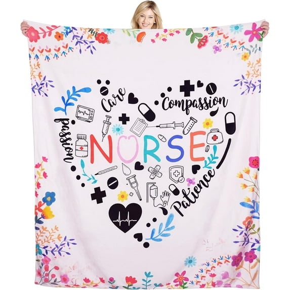 Nurse Gifts for Women, Soft Nurse Blanket for Female, Nurses Week Gifts, Nurse Appreciation Gifts, Nurse Graduation Gift, Nurse Blankets and Throws 60"x50"-Heart
