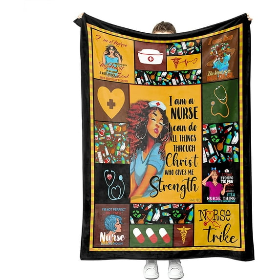 Nurse Gifts for Women Super Soft Throw Blankets for Nurse RN Gifts for Nurses Women Nurses Week Gifts Thank You Present for Nurses 50x60 (Blue)