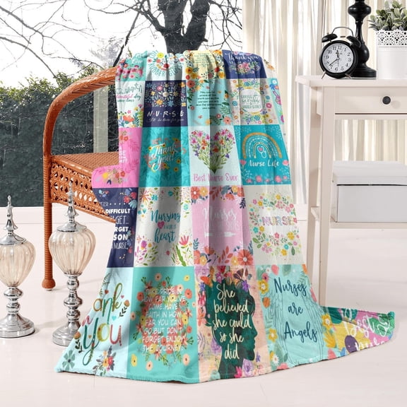 Nurse Gifts for Women - Super Soft Nurse Blanket for Women - Great Christmas Birthday Gifts for Nurses Graduation Retirement, and Nurses Week Gifts- Boho Style (50"x60")