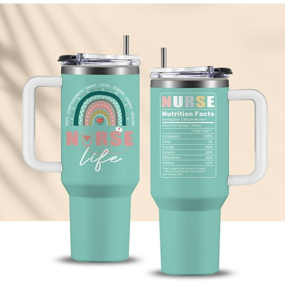 Nurse Gifts for Women 40Oz Nurse Cups Tumbler with Handle, Nurses Coffee Travel Mugs, Nurses Week Appreciation Gifts Nursing School Graduation Gift