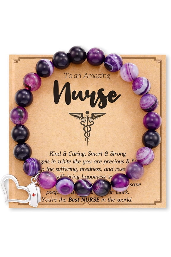 Nurse Gifts for Women, Natural Stone Nurse Bracelet, Nursing Student GIft, Nurse Practitioner Graduation Gifts for Her