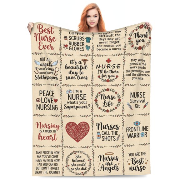 Nurse Gifts for Women, Super Soft Nurse Blanket, Nurse Graduation Practitioner Week Retirement Appreciation Gift, Flannel Throw Blanket 50x40