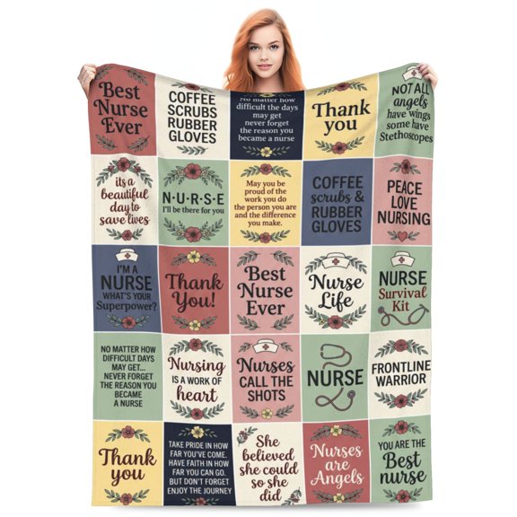 Nurse Gifts for Women, Super Soft Nurse Blanket, Nurse Graduation Practitioner Week Retirement Appreciation Gift, Flannel Throw Blanket 50x40