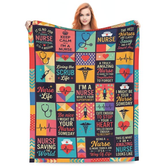 Nurse Gifts for Women Throw Blanket, Nurse Appreciation Week Day Gift, Graduation Birthday Present for Nursing Student, RN Nurses LPN 50x40
