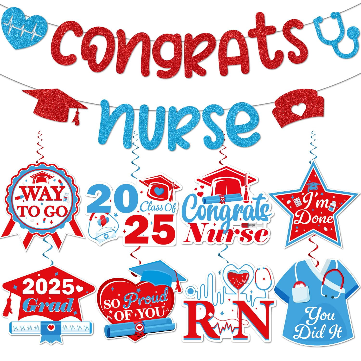 35-Piece Nursing Assistants Week Decorations Kit - Banners, Swirls & Ribbons For Celebration Events