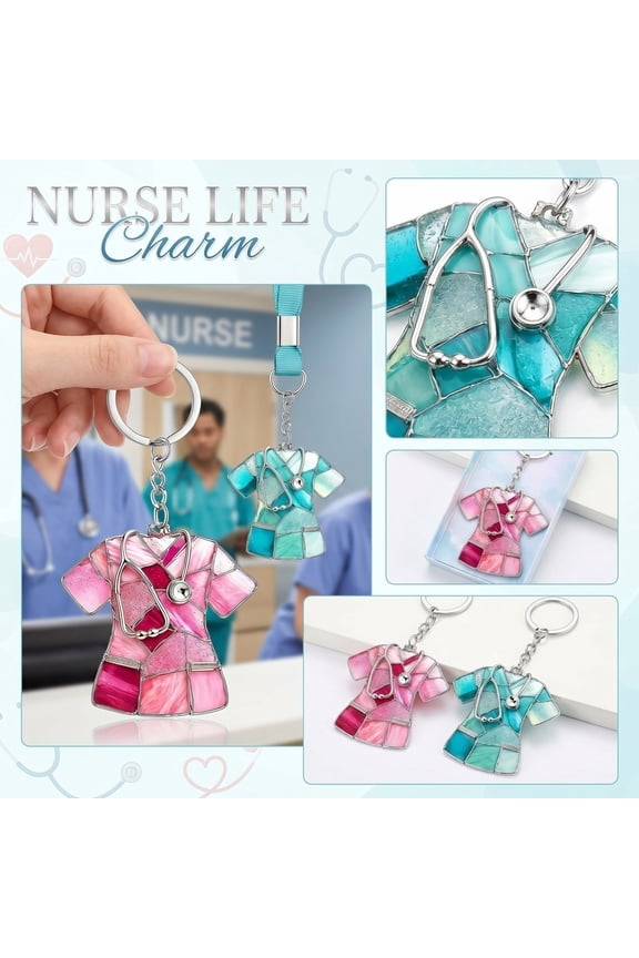 Nurse Graduation Gift Nurse Appreciation 3.5 X 3.5 Inch Light Blue Acrylic Stethoscope Charm Keychain Personalized Gift for Nursing Student Medical Assistant 1 Pack