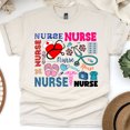 thumbnail image 1 of Nurse Graphic T-Shirt | Colorful Nurse Words and Medical Icons Tee, Natural, Size S, 1 of 6