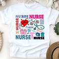 thumbnail image 1 of Nurse Graphic T-Shirt | Colorful Nurse Words and Medical Icons Tee, White, Size S, 1 of 6