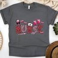 thumbnail image 1 of Nurse Graphic T-Shirt | Pink Leopard Print Medical Icons Tee for Women Men, Dark Heather, Size 2XL, 1 of 6
