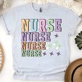 thumbnail image 1 of Nurse Graphic T-Shirt for Women, Retro Block Lettering Tee, Ash, Size L, 1 of 6
