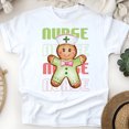 thumbnail image 1 of Nurse Graphic T-Shirt with Gingerbread Character Design, White, Size S, 1 of 6