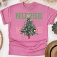 thumbnail image 1 of Nurse Graphic T-Shirt with Tree Design, Unisex Casual Top, Heliconia, Size 2XL, 1 of 6