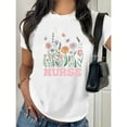 thumbnail image 1 of Nurse Graphic Tee T Shirt Top Pastoral Floral Butterfly Design Casual Short Sleeve Crew Neck White S-5XL, 1 of 4