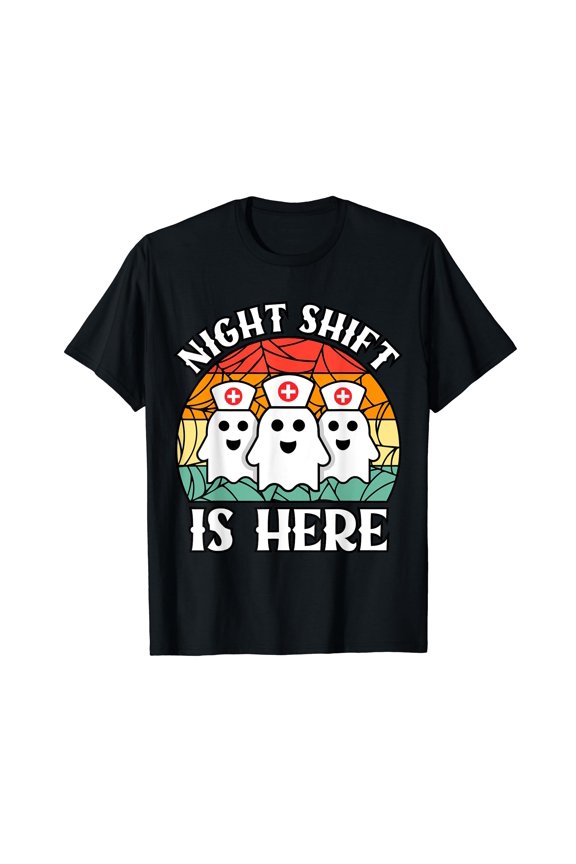Nurse Halloween Shirt Men Women Night Shift Crew Ghost T-Shirt