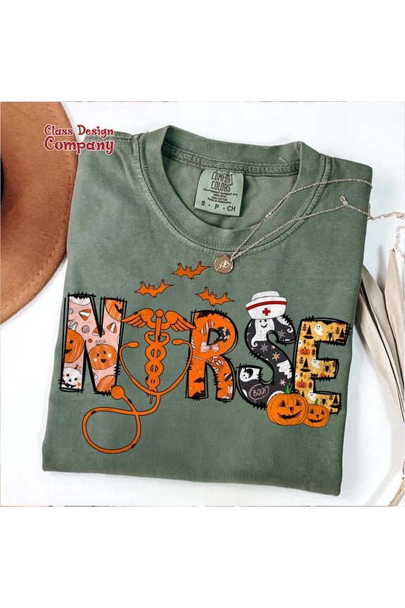 Nurse Halloween tshirt, Halloween tshirt, Nurse tshirt, Halloween Shirt, Spooky tshirt, Pumpkin tshirt, 2025 Halloween tshirt