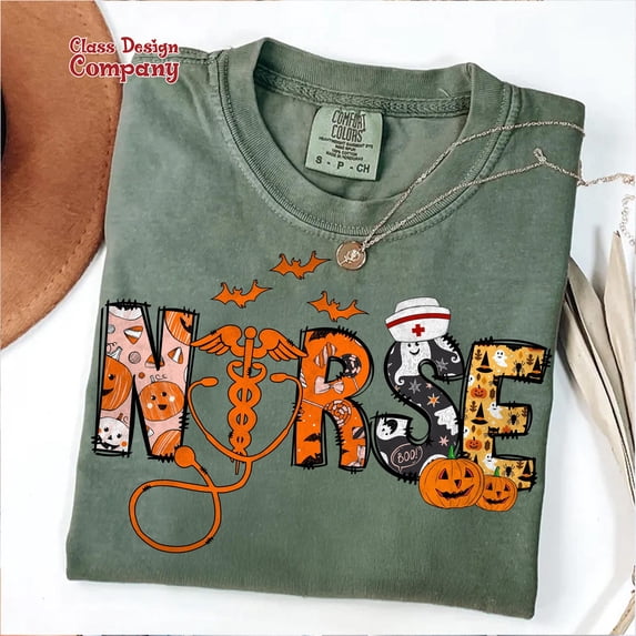Nurse Halloween tshirt, Halloween tshirt, Nurse tshirt, Halloween Shirt, Spooky tshirt, Pumpkin tshirt, 2025 Halloween tshirt